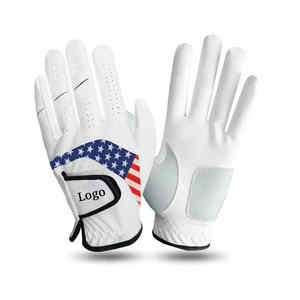Venta directa de fábrica Guantes de golf personalizados Transpirable a todo color Cuero Cabretta Diseña tu propio logotipo Cuero genuino - Product Image 1