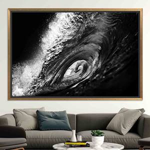 ศิลปะลายคลื่นขาวดำ: ผ้าใบพิมพ์ลายกระจกเทมเปอร์, ผ้าใบกรอบทอง - Product Image 1