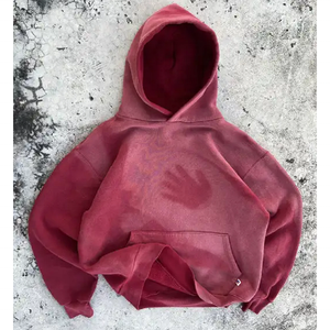 Unisex Custom Streetwear pullover Crew Neck Waterproof Hoodie French Terry <b>Flannel</b> Oversized Faded Heavyweight Acid <b>Wash</b> Winter - Product Image 1