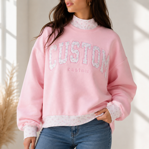 Sudadera de cuello alto extragrande para mujer, gris, con estampado de letras de hermandad, manga larga, de algodón tejido, ODM, para invierno y otoño - Product Image 4