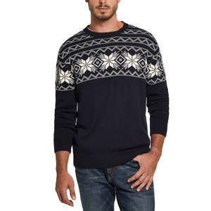 Suéter Vintage para Hombre, Talla Grande, Color Azul Marino, Resistente a la Intemperie, con Patrón de Copos de Nieve, 100% Algodón - Product Image 1