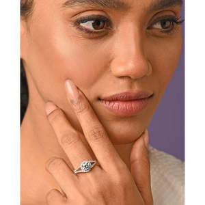 NOVAMART Fine 925 Sterling Silver Engagement <b>Ring</b> <b>Adjustable</b> Band Solitaire Finger Pear Shape Diamond Hip Hop Geometric Certifie - Product Image 4