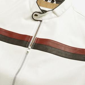 OEM ODM Color Blanco Hombres Cremallera Up Chaqueta Hombres Alta Calidad Pu Cuero Stand Neck Custom Logo Jacket - Product Image 5