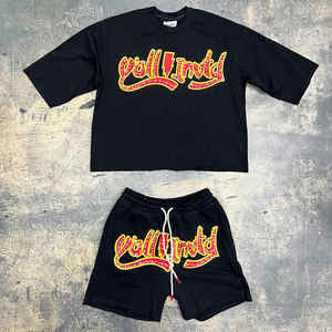 Camiseta y pantalones cortos de algodón de manga corta personalizados Impresión digital transpirable 2025 - Product Image 3