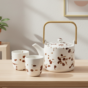 Ensemble de théière en porcelaine durable de qualité supérieure 3460999SETB-0.75, design nordique, Tasses et passoire en maille, théière de 750 ml et tasse à thé de 150 ml - Product Image 1