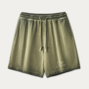 กางเกงขาสั้นผ้าฝ้ายฟอก100% สำหรับผู้ชายวินเทจทรงหลวมระบายอากาศได้ดีโลโก้ตามสั่ง - Product Image 6