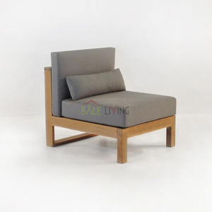 Antasena Single Armless Chair in Solid Teak Wood Sofa Seat with Matching Cushions From Indonesia - Product Image 3