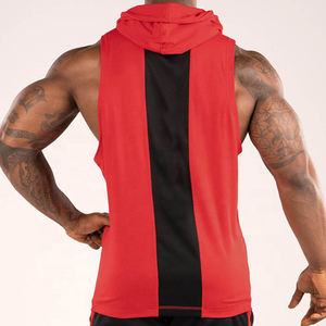 Sweat à capuche de gym sans manches d'été personnalisé OEM pour hommes, broderie 3D musculaire respirante surdimensionnée, tissu français XS, teint uni et solide - Product Image 3