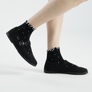 Calcetines de Algodón para Mujer Kikiya, Diseño de Lunares, Bonito Diseño con Volantes, Transpirables, Tejidos, Estilo Coreano, para Uso Diario - Product Image 5