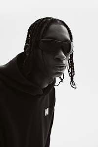 Sudadera con capucha estampada de corte holgado de alta calidad Jersey forrado mezcla de algodón negro manga larga canguro bolsillo lateral sudaderas para hombres - Product Image 5