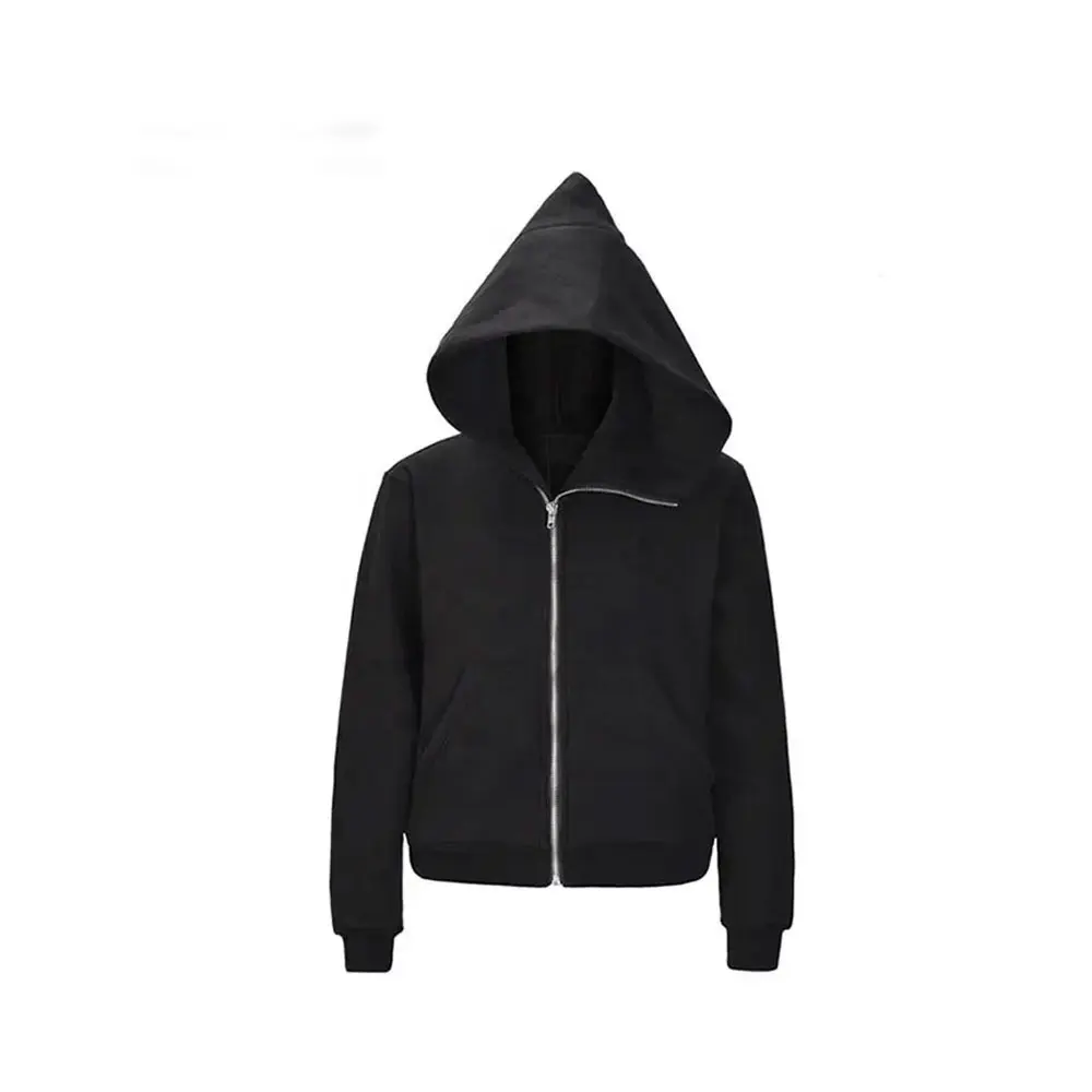 OEM özel erkekler Hoodie kazak pamuklu uzun kollu tişört sihirbazı şapka yan fermuar tok kazak Hoodies Unisex Terry kumaş kapşonlu