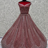 Designers lourds Cherry Red Designer Lehenga choli avec Bridal Net Dupatta Indian Ethnic Women dress