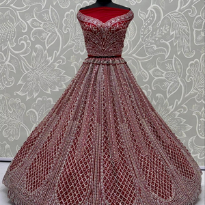 Designers lourds Cherry Red Designer Lehenga choli avec Bridal Net Dupatta Indian Ethnic Women dress - Product Image 1