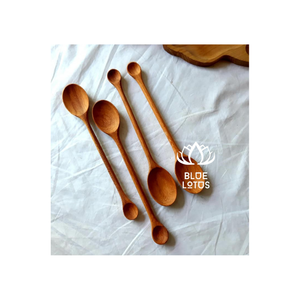 Cuchara mezcladora de madera con mango de madera de acacia personalizada, utensilios de cocina de sopa de madera larga para cocinar y revolver Loto Azul - Product Image 5