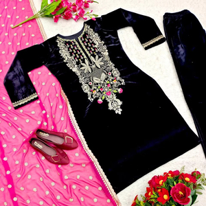 ชุดกำมะหยี่ปาร์ตี้ดีไซน์เนอร์ใส่ได้กับ dupatta - Product Image 3