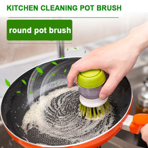 RAYBIN-dispensador automático de iquid con mango, cepillo de Palma, esponja extraíble, cepillo para lavar platos de <span class=keywords><strong>cocina</strong></span> con soporte - Product Image 2