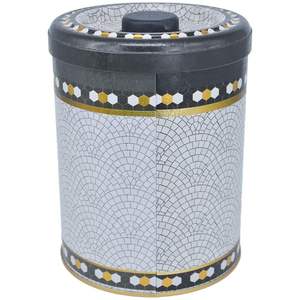 Ø 140x180mm, 2,5 LT Tapa deslizante de estaño de almacenamiento de metal Patrón de mosaico geométrico - Product Image 3