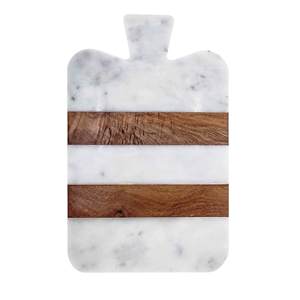 White Marble And Wood <b>Chopping</b> Board Marble Cutting Board Customized Wholesale White & Brown <b>Chopping</b> <b>Blocks</b> Made in India - Product Image 2