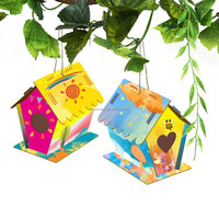EN STOCK Kit de maisons d'oiseaux en bois pour enfants avec bandes de peinture, kit de bricolage pour construire et peindre des nichoirs, ensemble de jouets à dessiner