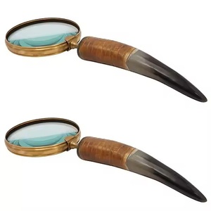 Lupa con mango de cuerno de búfalo de vaca personalizada con estilo, equipo de aumento compatible con OEM ecológico, artesanías naturales - Product Image 2
