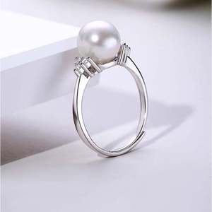 Jeulia Elegant White Pearl Sterling <b>Silver</b> <b>Adjustable</b> <b>Ring</b> - Product Image 4