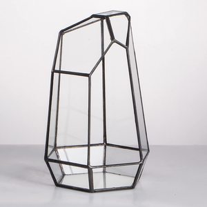 Jardinière de terrarium en verre géométrique noir moderne avec cadre en métal pour plantes succulentes et cactus pour mariages et événements - Product Image 4