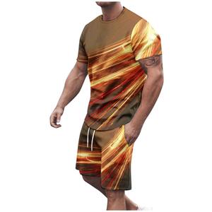 Personnalisé été couleur unie hommes chemise revers short à manches courtes sport décontracté été hommes deux pièces ensemble - Product Image 6