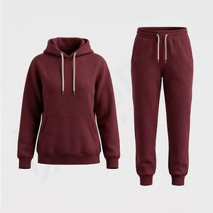 Conjunto de Sudadera con Capucha y Pantalones Deportivos de Forro Polar Transpirable para Mujer, Unisex, Talla Grande, con Estampado Sólido, Logotipo, Servicio OEM, Atuendos Premium - Product Image 1