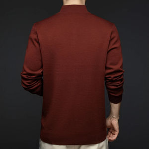 Casual Wool Long Sleeve Stand Collar <b>Men's</b> T-<b>shirt</b> Autumn and Winter New Style Pure Color Warm <b>Thick</b> Knitted POLO <b>Shirt</b> - Product Image 3