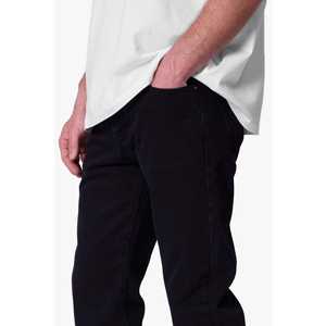 Denim brut 100% coton, coupe décontractée, sanforisé, noir délavé - Product Image 2