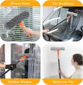 Nettoyeur de raclette de fenêtre <span class=keywords><strong>professionnel</strong></span> 2 en 1 raclette de douche avec poteau d'extension 65in équipement de lavage de fenêtre télescopique - Product Image 4