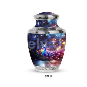 Beautiful Peacock Large Aluminium Cremation Adult Urn for Human Ashes Decorative Full Size Funeral Urn With Free <b>Velvet</b> <b>Bag</b> - Product Image 6