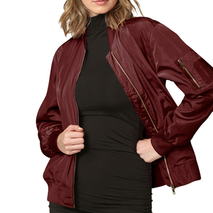 Chaqueta Bomber de poliéster 100% para mujer, resistente al viento y cálida con mangas largas transpirables, ajuste relajado para invierno de talla grande - Product Image 3
