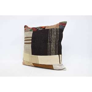 Luxury 28x28 Inch Beige Wool Kilim Patchwork <b>Pillow</b> Woven Decorative Cushion Vintage Floral Fluffy Plant Leaf for Kitchen Decor - Product Image 4