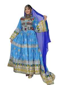 ชุดเดรสสไตล์อัฟกานิสถานแขนยาวสำหรับผู้หญิงเดรสวินเทจของชาวอัฟกานิสถานงานปัก2025คอสูงงานปักลวดลายเรียบง่ายล่าสุดของชนเผ่า - Product Image 1