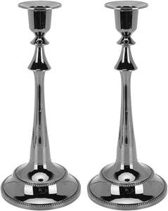 Soporte de vela de metal de color negro y dorado de calidad superior Diseño de tendencia Soporte de vela de metal de diferentes tamaños - Product Image 4