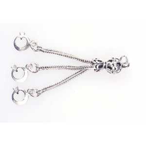 Pendentif triple croissant de lune et étoile en argent plaqué 925 avec pompon, composants et accessoires pour la fabrication de colliers - Product Image 3
