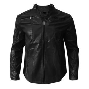 Mode hommes moto équitation veste en cuir coupe-vent imperméable à la pluie couleur unie fermeture éclair décontracté Hip Hop Varsity veste - Product Image 1