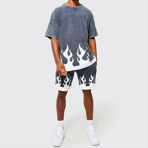 T-shirts surdimensionnés lavés à l'acide avec impression personnalisée pour hommes T-shirts lavés à épaules tombantes vierges de grande taille respirants et lourds - Product Image 2