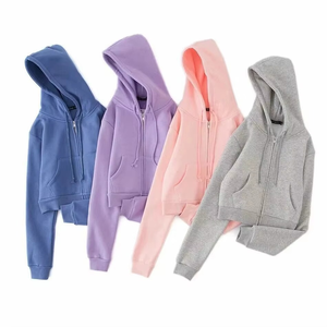 Sudadera con capucha deportiva para mujer con diseño personalizado al por mayor 2025 Sudadera ligera pulóver con logotipo bordado y Top corto largo - Product Image 5