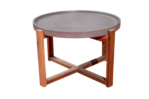 Table basse supérieure en béton industriel durable avec pieds en bois d'acacia pour le salon - Product Image 3