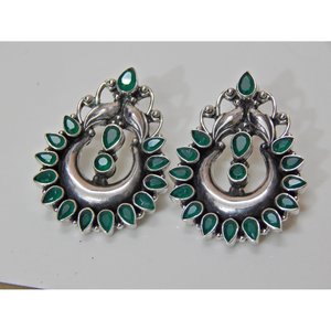 ทำด้วยมือสไตล์วินเทจต่างหูนิลสีเขียวเครื่องประดับเงินอินเทรนด์สำหรับปาร์ตี้ของขวัญที่มีสไตล์สำหรับเพื่อน - Product Image 1