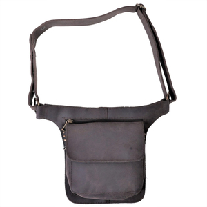 Sac de poitrine minimaliste en cuir véritable, sac à bandoulière, fermeture à glissière, imperméable, usage quotidien, toutes saisons, pour homme - Product Image 1