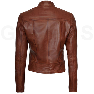Wholesale Waterproof Motorcycle Genuine Cowhide <b>Leather</b> Jacket for Women's <b>Bike</b> Rider Style Fashion Spring Womens <b>Leather</b> Jacket - Product Image 3