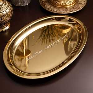 Bandeja ovalada de acero inoxidable pulido de grado alimenticio para restaurantes, hoteles y bares, bandejas decorativas de Metal para servir pan de frutas y Chocolate - Product Image 3