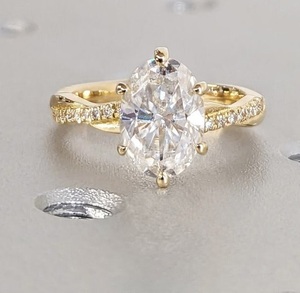 Bijoux fins Style classique 18K or pur coupe ovale laboratoire diamant Style Vintage bandes torsadées anneaux de mariage de luxe bijoux de déclaration - Product Image 1