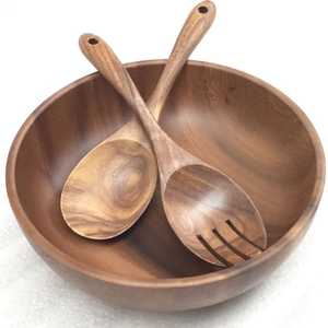 Impresionante cuenco de madera para servir con cuchara para el hogar, Hotel, restaurante, utensilios de cocina, Color marrón, acabado Natural, forma redonda, cuenco de madera - Product Image 4