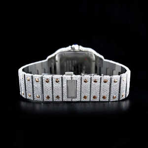 Exportador profesional de lujo pantalla analógica VVS claridad Moissanite Diamante tachonado reloj de acero inoxidable de alta Antigüedad - Product Image 3