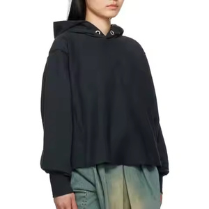 Sweat à capuche oversize avec broderie personnalisée pour femmes, poids lourd, délavé à l'acide, décontracté, hiver, logo personnalisé sur le devant - Product Image 4