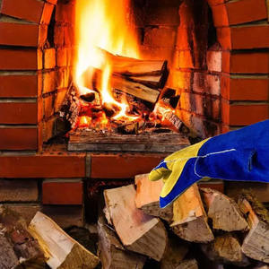 Gants de soudage Grand 16 pouces résistant à la chaleur en cuir de vachette fendu renforcé Forge Gants résistants au feu ignifuges - Product Image 6